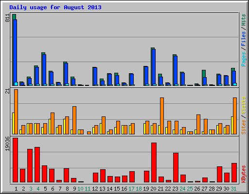Daily usage for August 2013