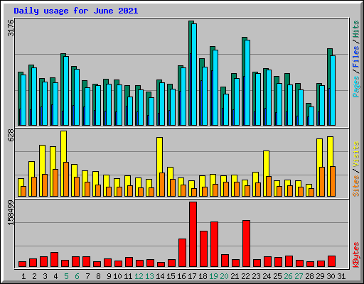 Daily usage for June 2021