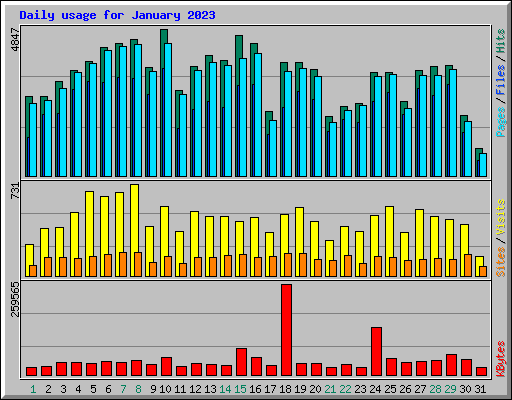 Daily usage for January 2023