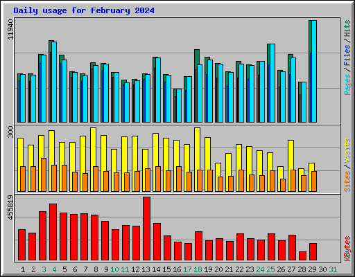 Daily usage for February 2024