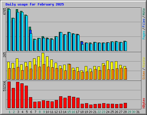 Daily usage for February 2025
