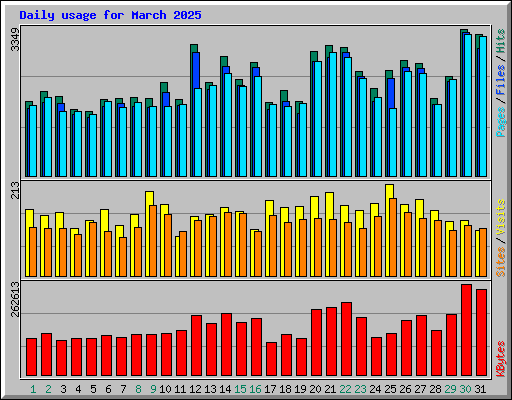 Daily usage for March 2025