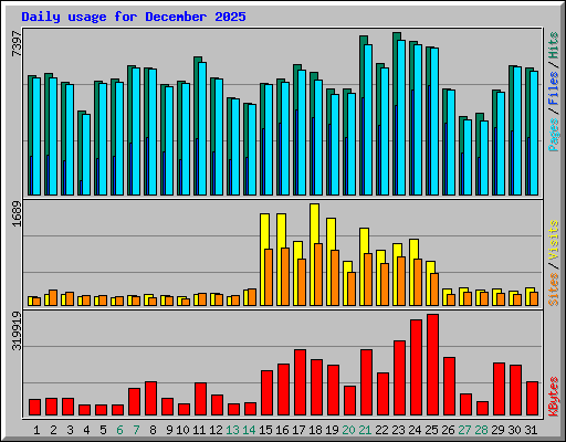 Daily usage for December 2025